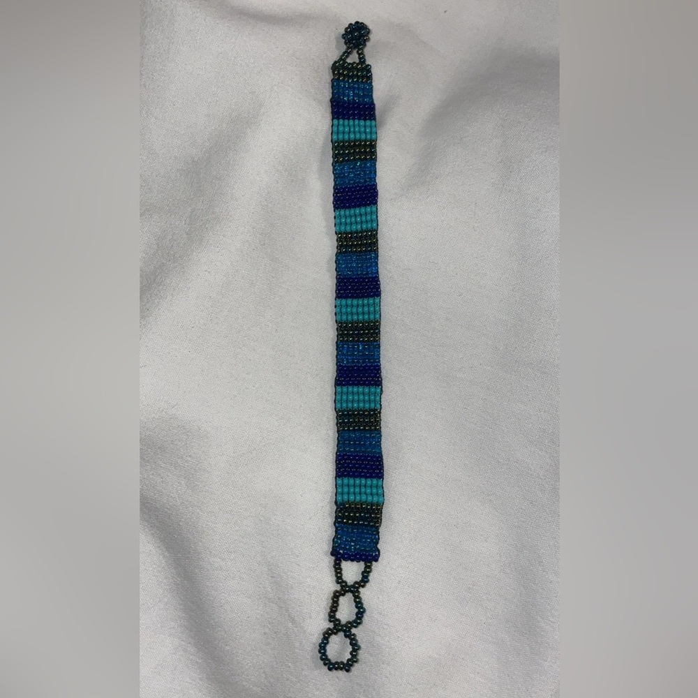 Blue and Black Beaded Bracelet